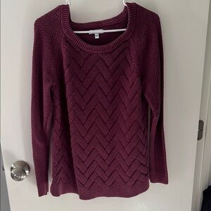 Sonoma Maroon Crew Neck Sweater with Chevron Knit